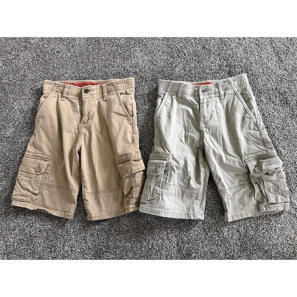 Wrangler Flex Boys Cargo Shorts Lot of 2 Size 10 Khaki & Light Gray